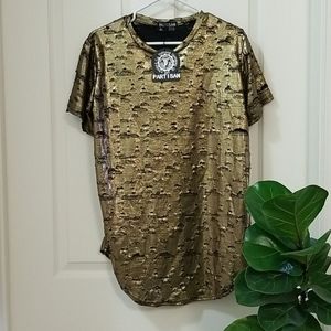 Partisan Gold Metallic Distressed Tee